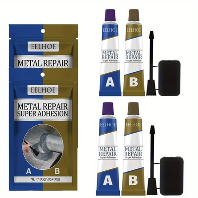 Set of 2 Metal Adhesive for Quick-Drying Repairs of Cracks And Leaks, Resistant 