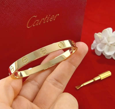 CARTIER LOVE BRACELET CLASSIC 18K YG NEW VERSION SIZE 18 W/ BOX