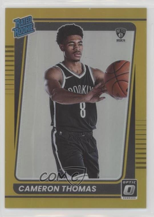 2021-22 Panini Donruss Optic Rated Gold Prizm /10 Cameron Thomas #153 Rookie RC