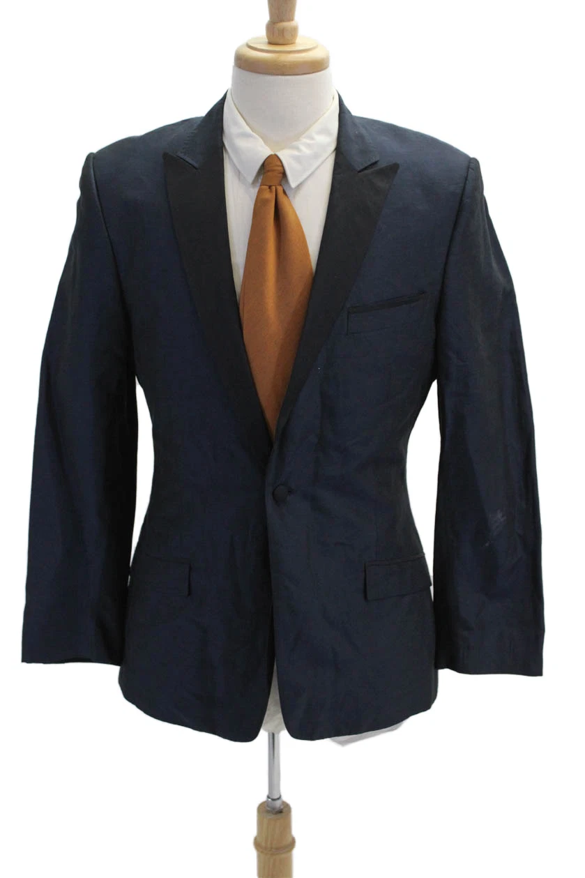 Giacca blazer uomo Versace Collection singolo bottoni blu navy cotone taglia EUR 48