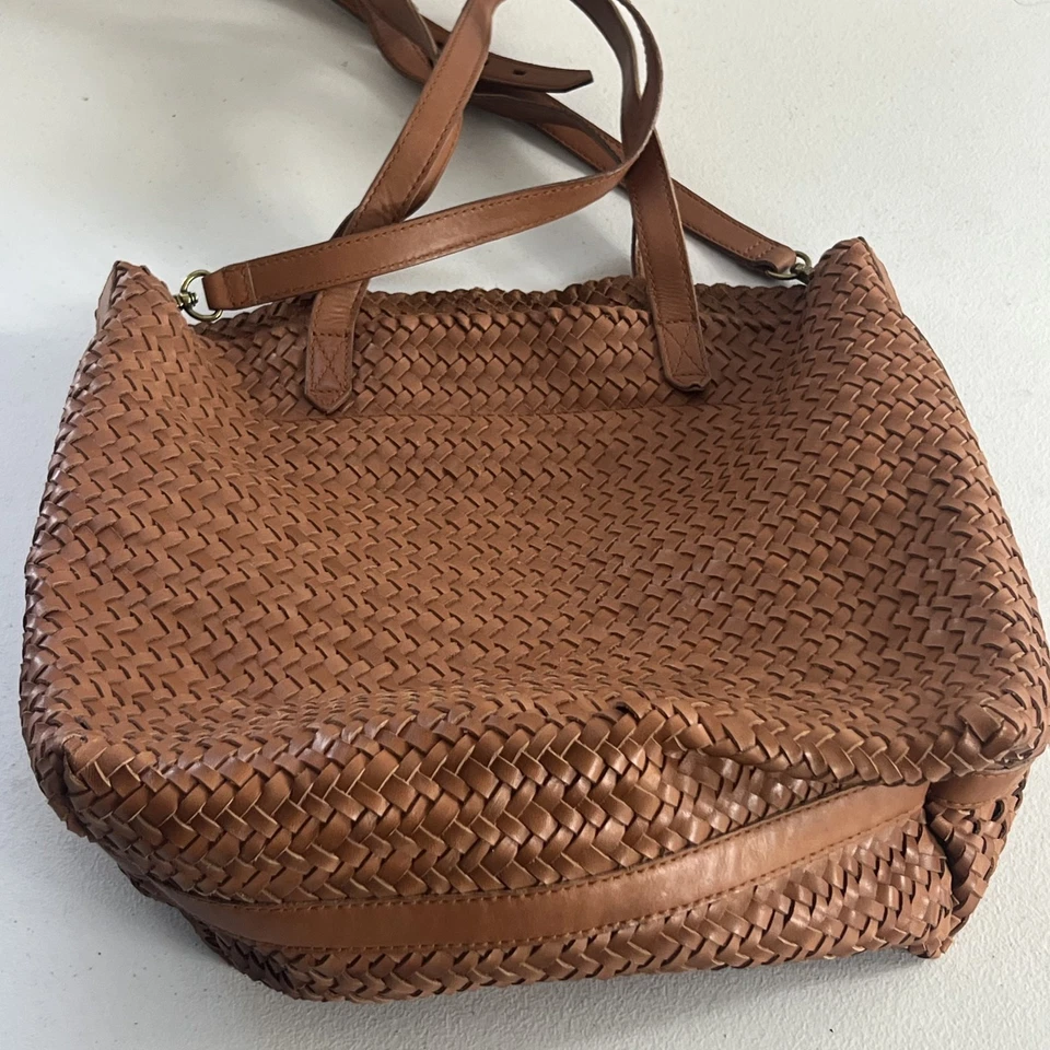 Madewell Leather Tote The Medium Transport Tote Woven Leather Burnished Caramel - Image 4 of 4