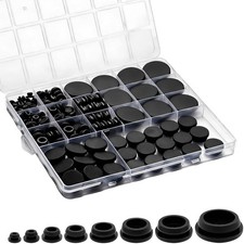 125-Piece Black Rubber Plug Set for Round Holes in Automotive and Furniture