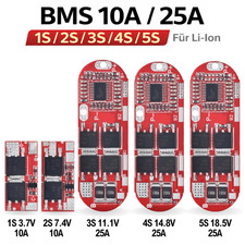 1S 2S 3S 4S 5S 10-25A BMS 3,7V Li-ion Akku Protection Platine Batterie lademodul
