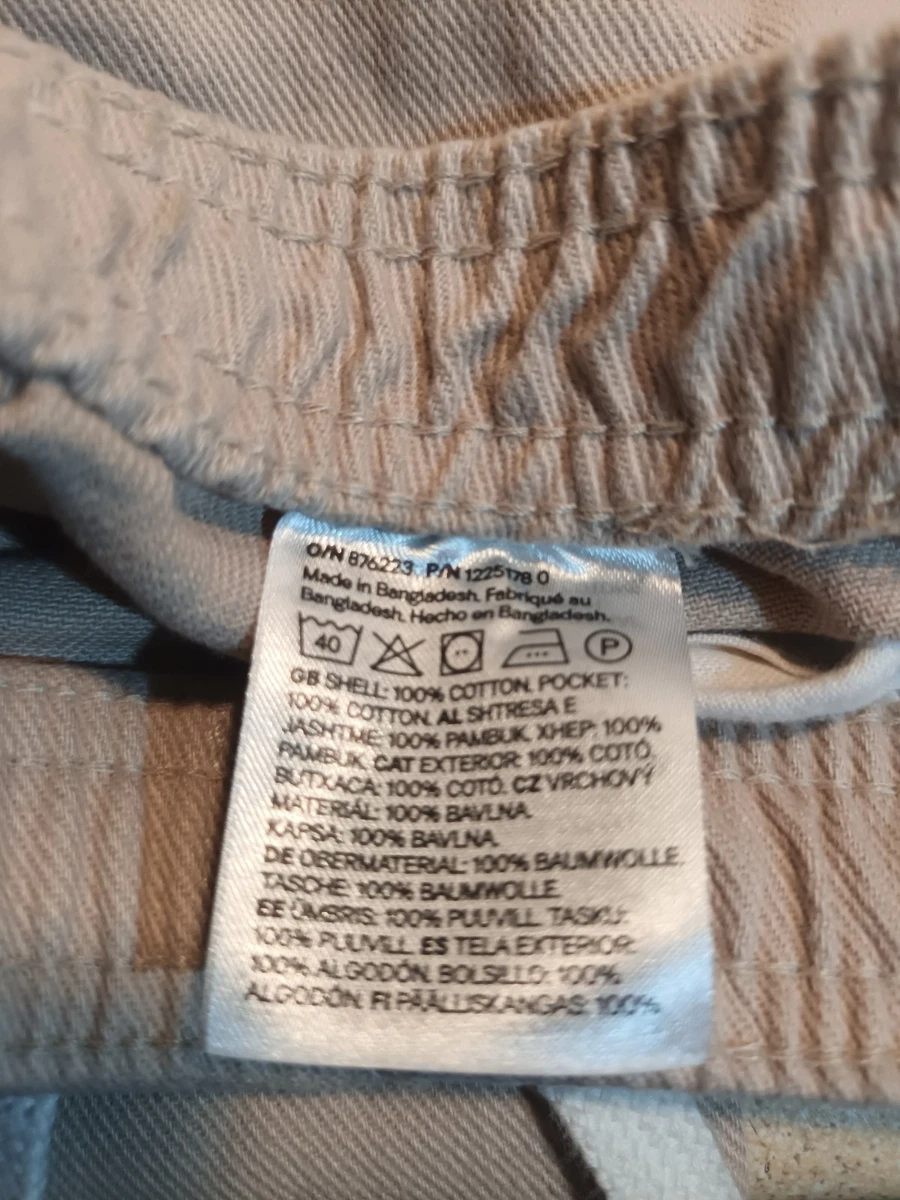 Pantalones de lona H&M cintura elástica holgada cupé amplios EUR pequeños