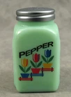 JADEITE GREEN GLASS DUTCH TULIP PEPPER SHAKER