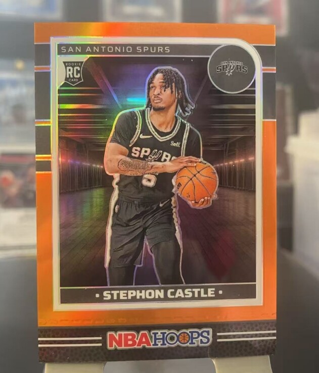 Stephon Castle 2024-25 Panini NBA Hoops Orange Prizm Premium 028/199 RC #234