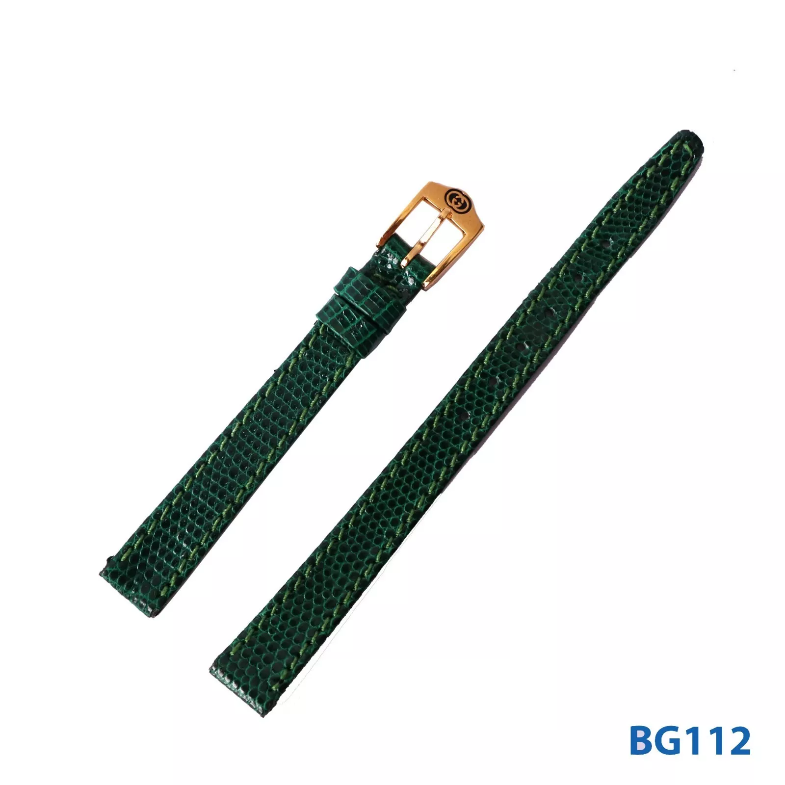 Bracelet suisse cuir GUCCI vert foncé 10 mm avec boucle Gucci 8 mm