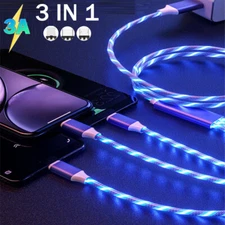  3 in 1 Type C Micro USB LED Light Up Charging Cable Charger Cord For iPhone