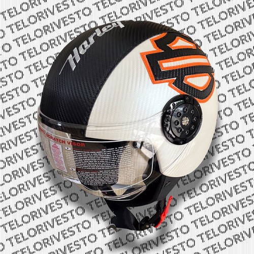Casco In Pelle Personalizzato NON ORIGINALE Harley Davidson Visiera  Aviatore | eBay