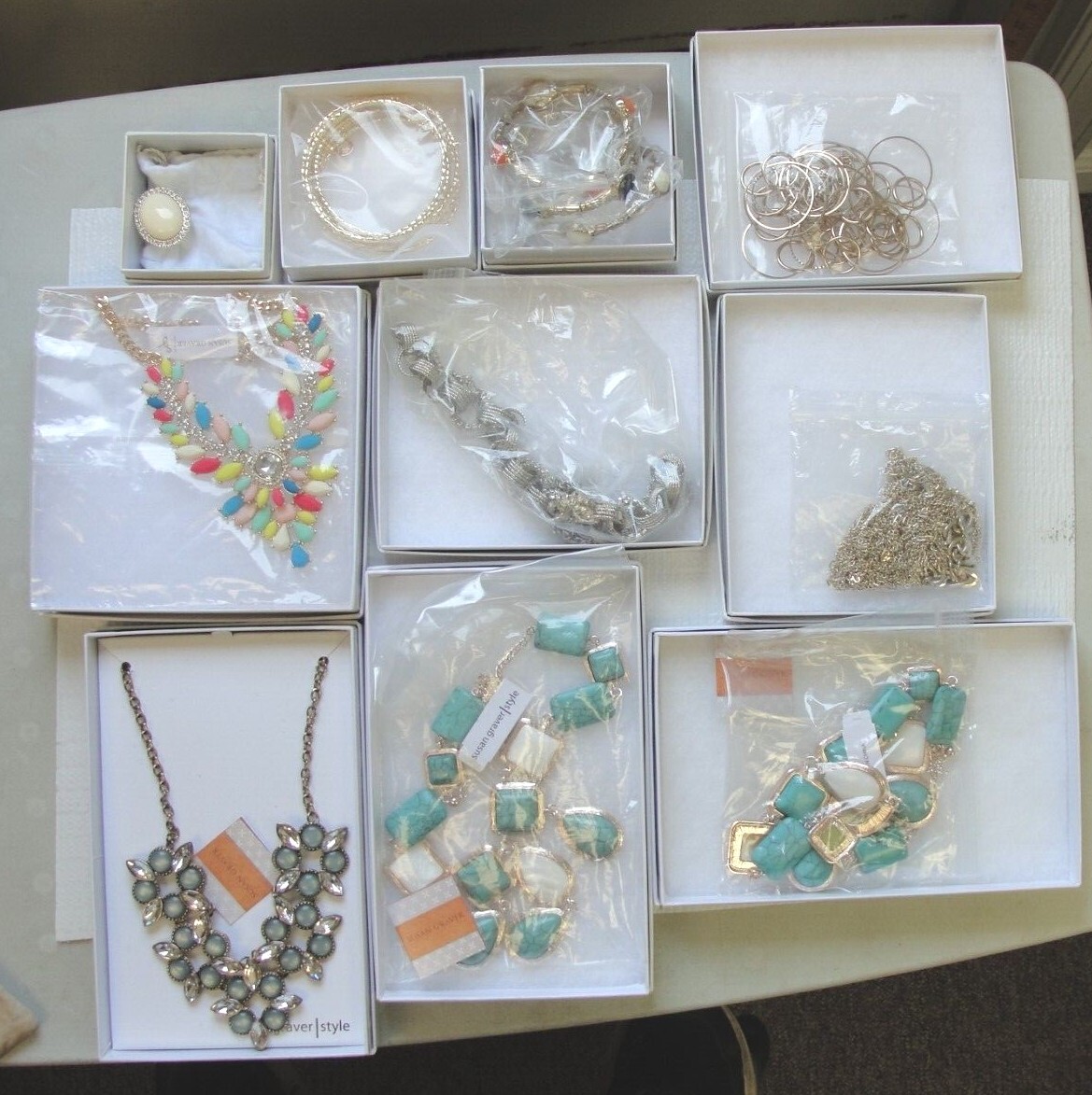 Lot Of 10 QVC SUSAN GRAVER Jewelry Necklaces, Size Ring, Bangle  Bracelets