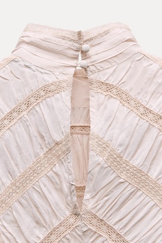 ZARA ZW COLLECTION LONG LACE DRESS PINK SIZE MEDIUM NEW WITH TAGS $169 - Picture 7 of 12