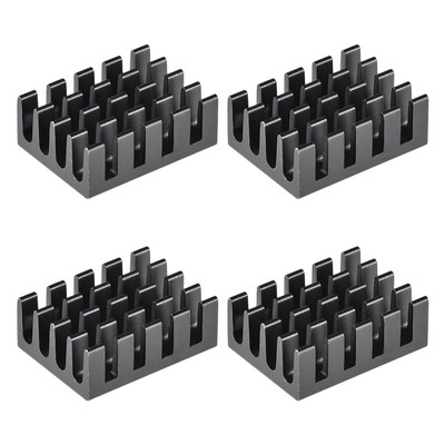 4pcs Heatsink Cross Notches for MOS GPU IC Chip 19x14x7mm Black-
