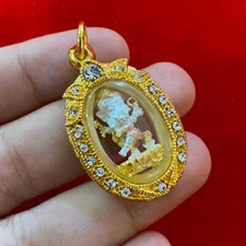 Lord Ganesh Elefante Dios Hindú Oro Micrones Estuche Om Joyería Colgante Amuleto Tailandés