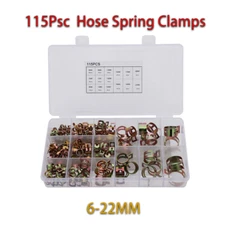 115pcs Carbon steel Spring Hose Clamps 6-22mm Tube Clamp Fastener Assortment Kit