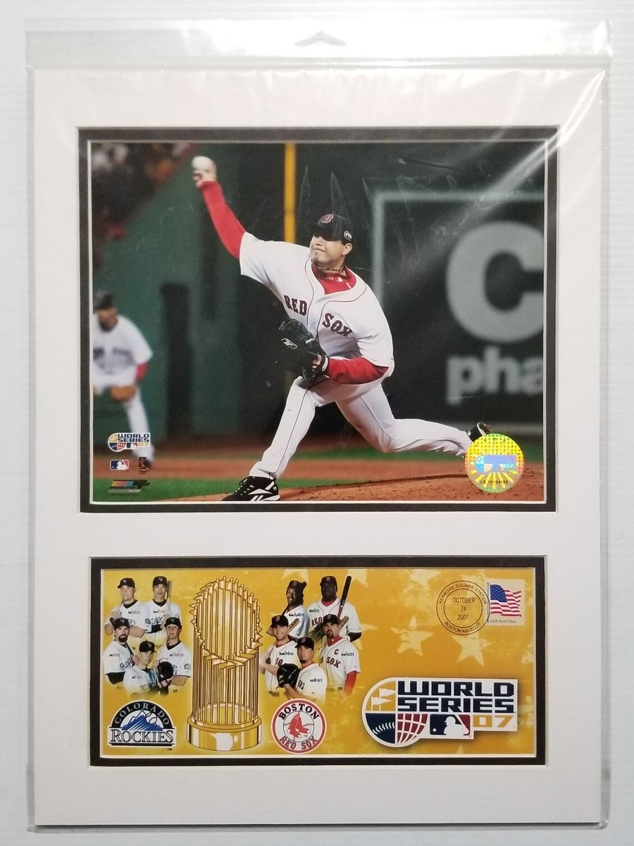 Red Sox Rockies 2007 World Series / JOSH BECKETT USPS Matted 8x10
