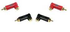 4PCS Long RCA Male-Female 90 Degrees Elbow Adaptor Red  BLACK Marine Grade