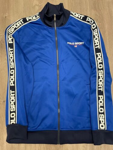 Polo Sport Performance Track Jacket homme L bleu zippé logo empoché - Photo 1 sur 8