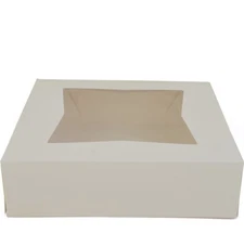 Southern Champion Tray 24133 White Paperboard Window Bakery Box, 9" Length x 9" 