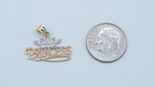 10KT 2-Tone Princess w/ White Gold Crown Charm Danity 20 mm x 14 mm (.7 grams) - Picture 6 of 7