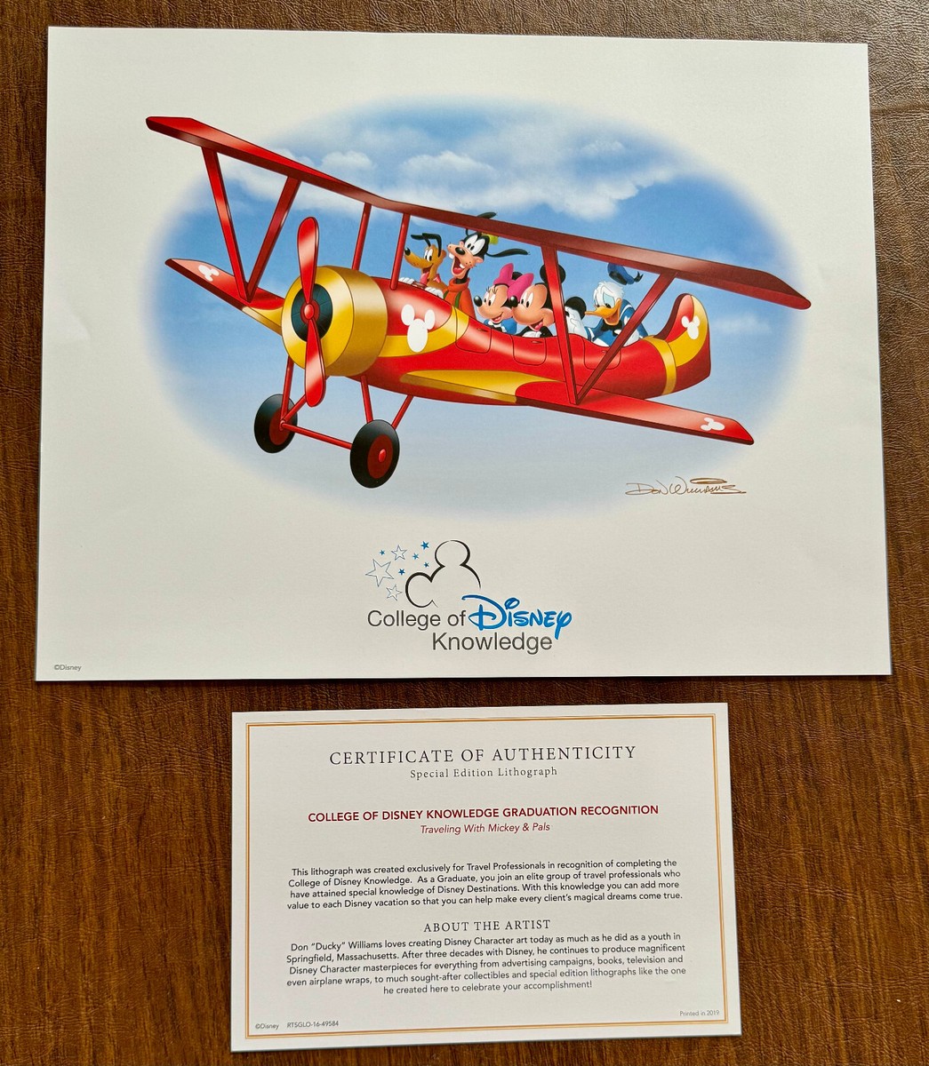 College of Disney Knowledge Graduation Recognition Lithograph Don