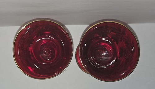 Moser Needle-Engraved Port Glasses with Gilded Ball Knop - Picture 2 of 4