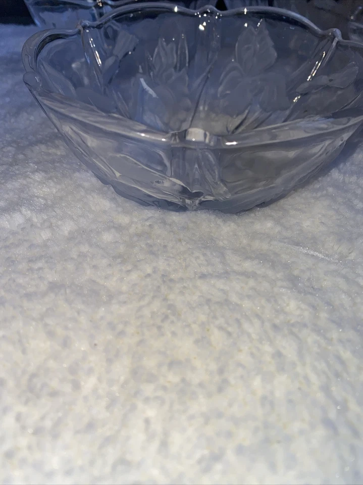 4 tazones para servir con patrón de iris Savoir Vivre de Mikasa cristal transparente Japón retirado Foto 2 de 4