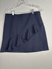 Vintage Brooks Brothers Skirt Women  s 6 Navy Blue Frill Wool Blend Lined 3590