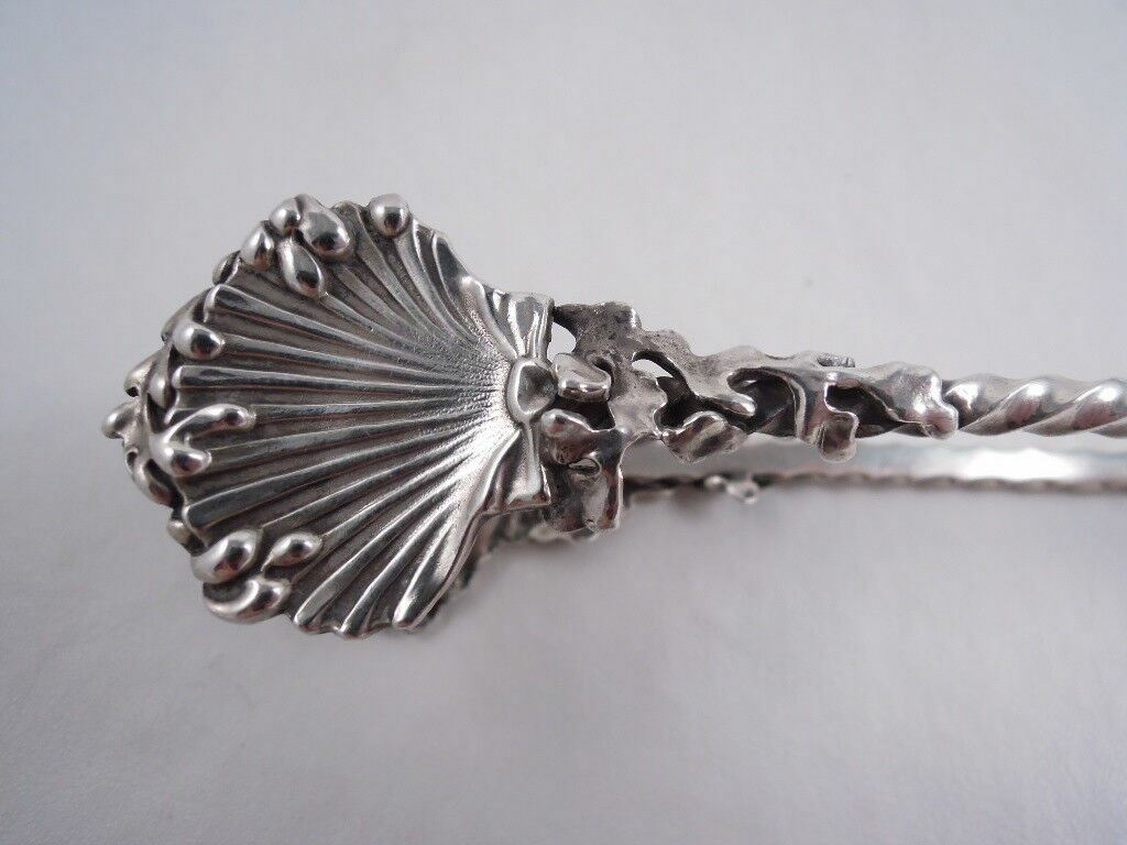 SHIEBLER STERLING SILVER OYSTER TONGS APPLIED SEASHELLS SEAWEED eBay