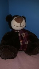 Aurora Chocolate Dark Brown Teddy Bear Brown Plush Stuffed Animal 13" Scarf