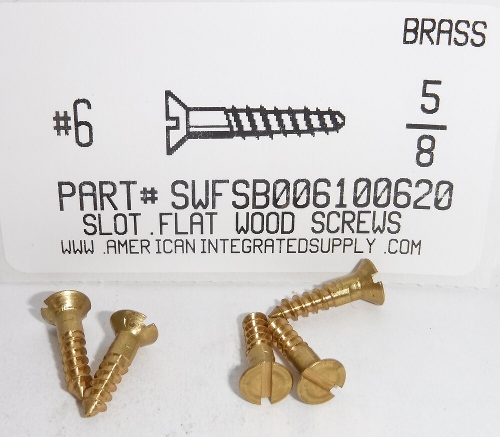 4 x 5/8 in. Flat-Head Wood Screw Solid Brass, Slotted