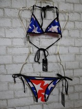  156 Wildfox Blue Red Stars Top S  Bottom XS Reversible Bikini Set NEW W263