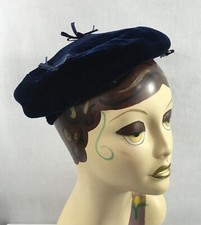 Vintage blue velvet fascinator/Tam hat  8662 
