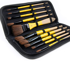 ARTIFY 10 Pieces Paint Brush Set, Intermediate Series, Yellow - Horse Hair