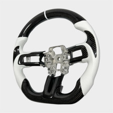 White Perforated Leather Carbon Fiber Steering Wheel For Ford Mustang Gt 15-23 White Perforated Leather Carbon Fiber Steering Wheel For Ford Mustang Gt 15-23