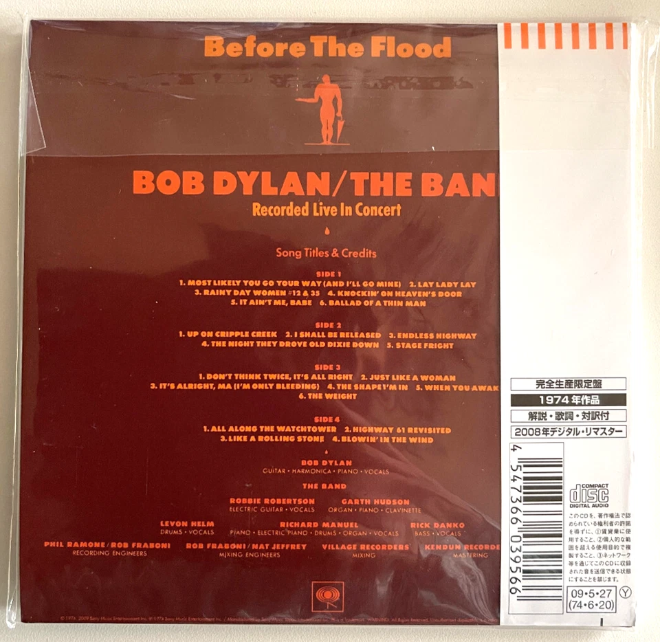 BOB DYLAN / THE BAND / Before The Flood 2CD LIVE CD MINI LP CD w/Obi From Japan Foto 2 de 4