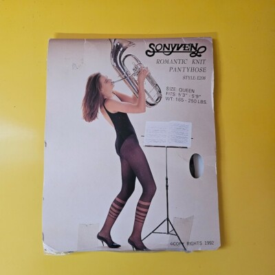 Vintage 90s Plus Size Romantic Ringer Socks Tights Stripe Pantyhose Queen XL/XXL