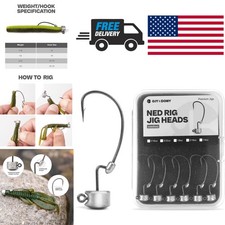 Weedless Ned Rig Jig Heads 20 Pack Assorted Sizes for Finesse Bass Fishing