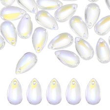 50Pcs Crystal Teardrop Beads, Top Drilled Charm Czech, AB Transparent Colors