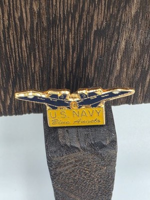 U.S. Navy Blue Angels Jet Lapel Pin Gold Tone Enamel Military Aviation Collect