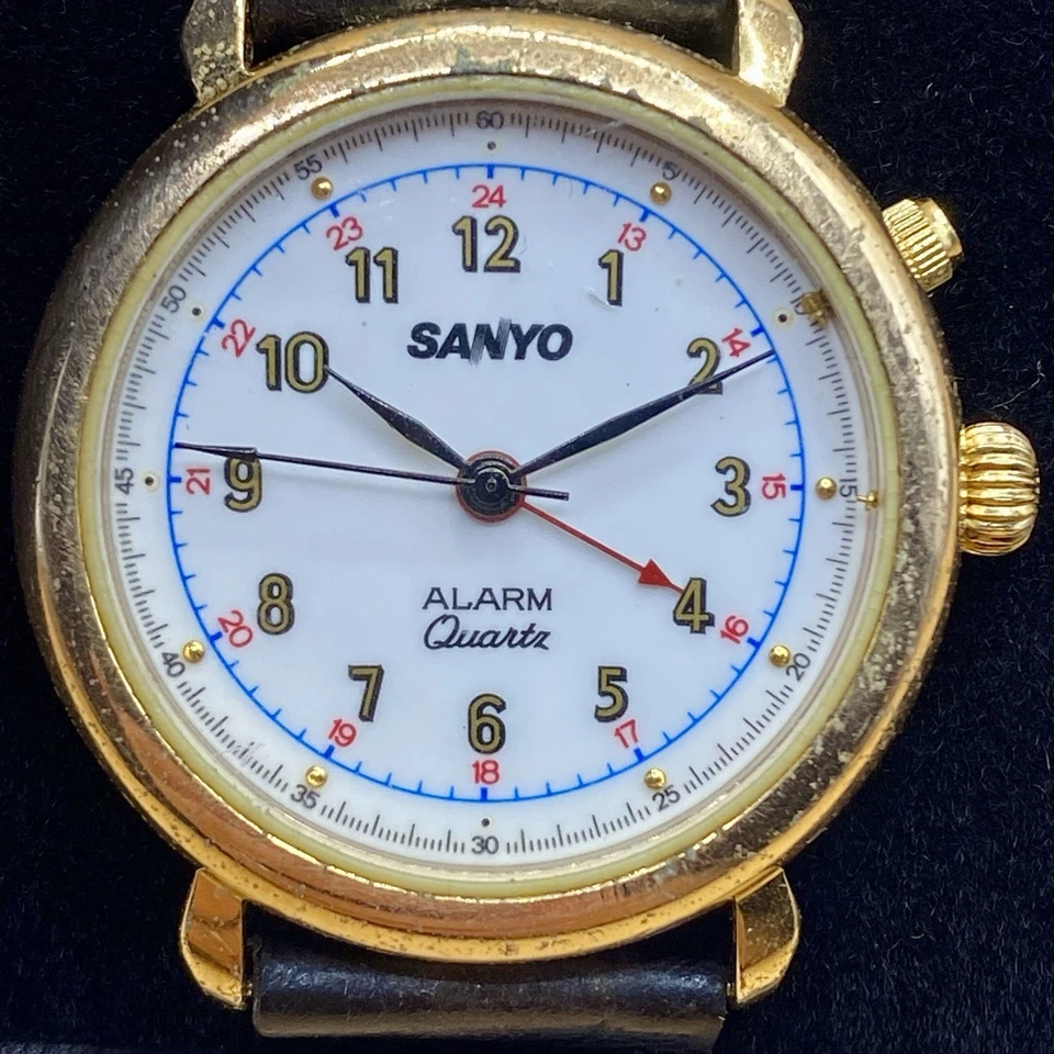 Reloj despertador de cuarzo SANYO vintage raro años 80 - estuche tono dorado estilo clásico para hombre Foto 2 de 4