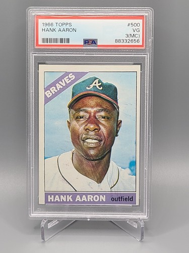1966 TOPPS #500 HANK AARON PSA 3 (MC) Very Good VG