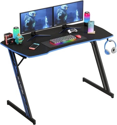 Mesa Gamer Escritorio Para Computadora En Forma De Z De 47'' Ergonómica,Azul NEW