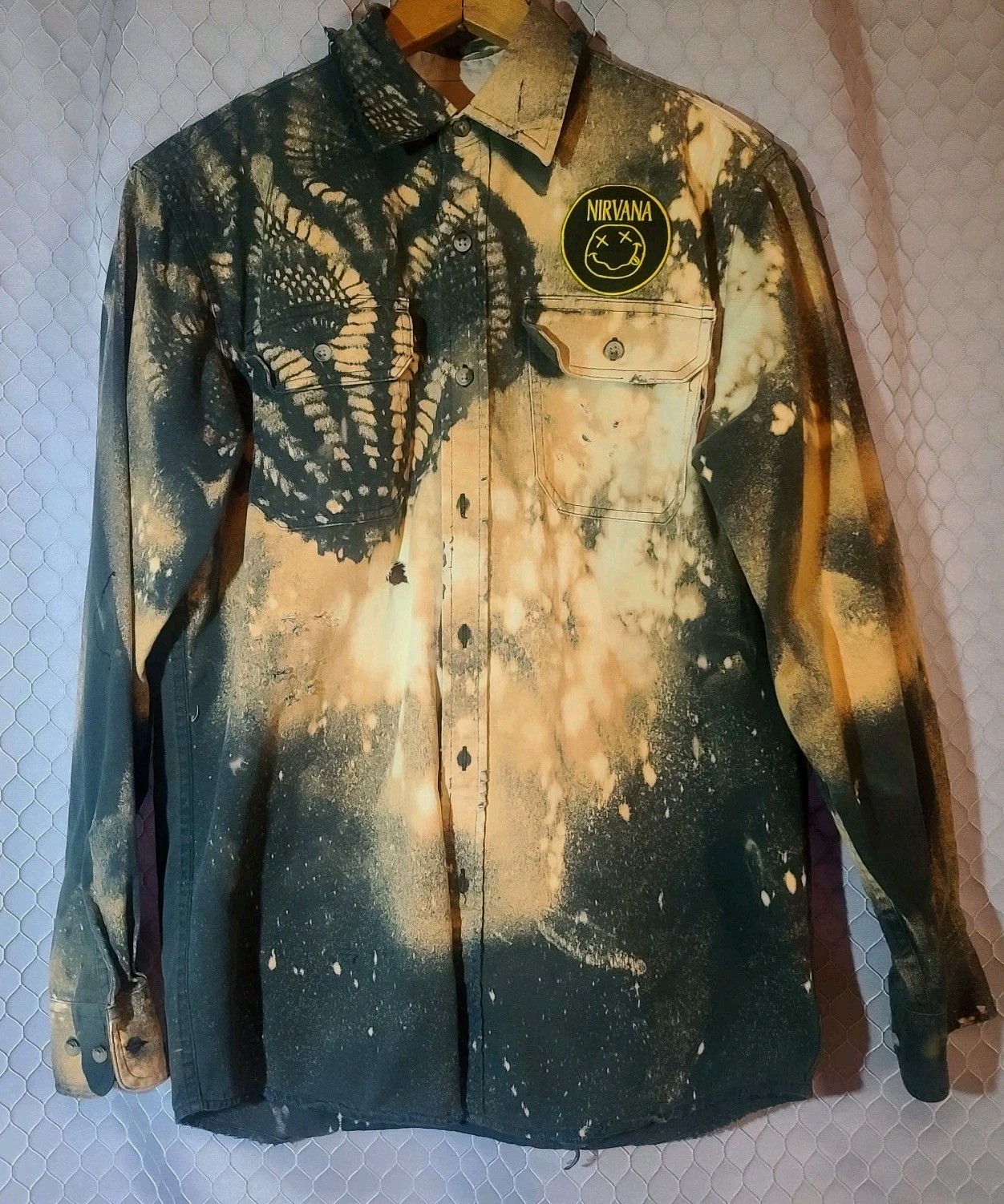 VTG Nirvana Reworked Shirt L MENS Grunge PATCH Upcycled DISTRESSED Artist Gypsy