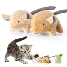 Plush Catnip Mice Toys with Rattle Sound- 2 Pcs Interactive Cat Toys for Indo...