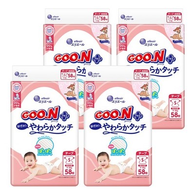 [Tape Diapers, Size S] Goo.N Plus Soft Touch Diapers For Sensitive Skin (4-8Kg)_
