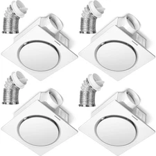 4pcs Bathroom Exhaust Fan 110 CFM Constant Airflow Technology w/ EC Motor &Duct
