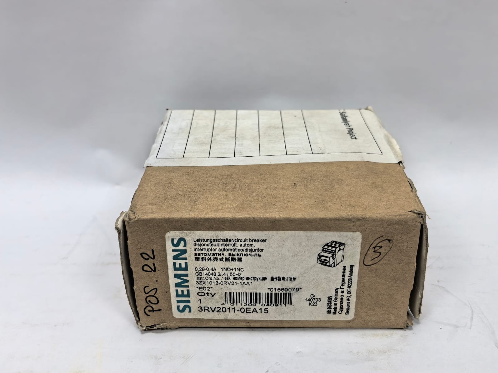 Siemens 3RV2011-0EA15 SIEMENS 3RV2011-0EA15 MOTOR PROTECTION CIRCUIT BREAKER 11