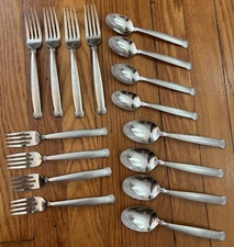Lot of 16 Pieces Oneida USA Rattan Stainless Flatware Forks and Spoons