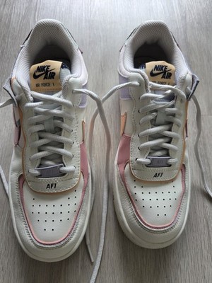 Nike Air Force 1 Low Top Sneaker Schnürung Weiß Rosa Lila Orange EU 39