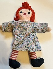 Rare 70s Knickerbocker Raggedy Ann Doll Floral Dress I Love You Heart Front Back